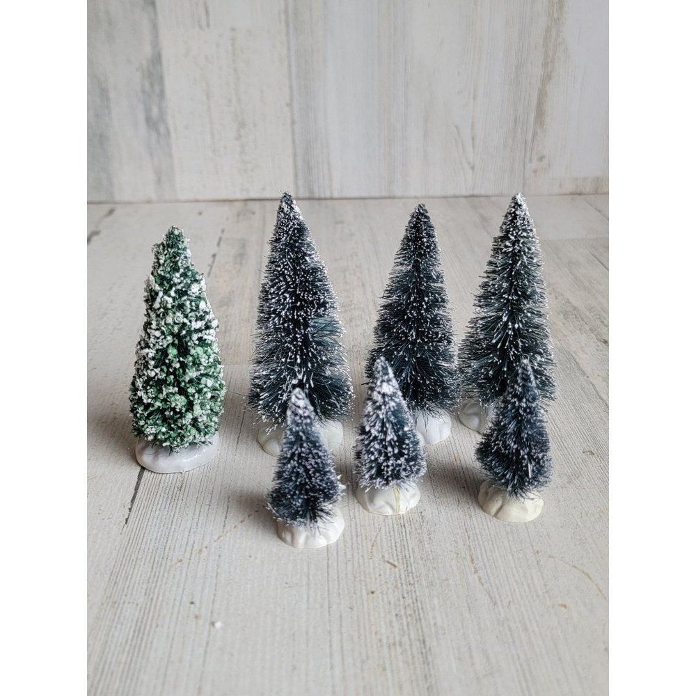 Vintage Lemax pine tree Snow set village accessory xmas